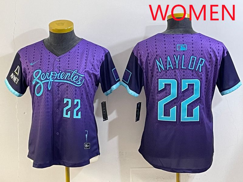 Women 2025 Arizona Diamondback 22 Naylor Purple Joint Name Nike MLB Jersey style 7